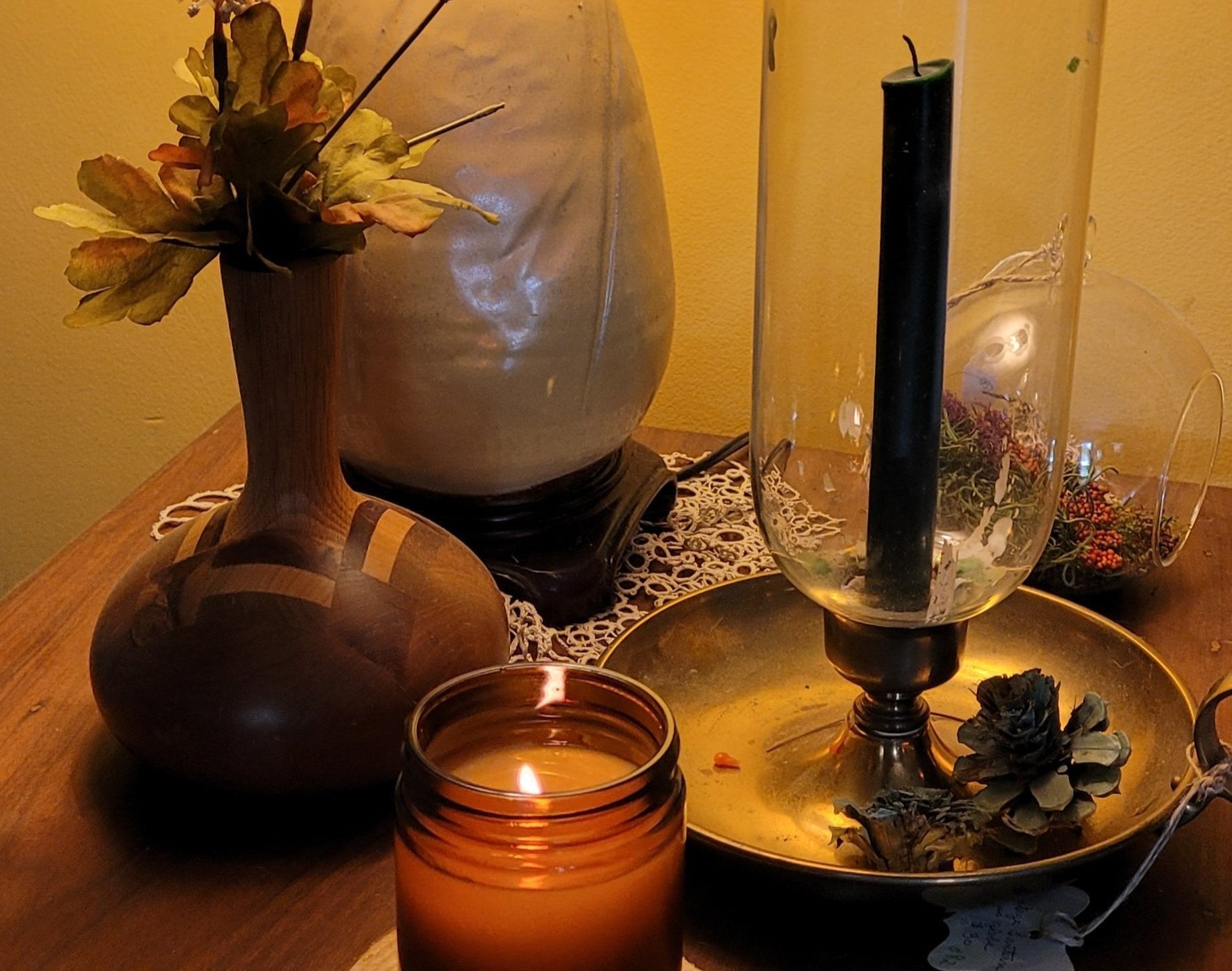 bedside table candlelight